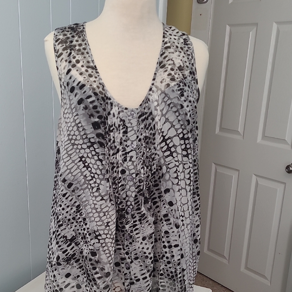 Calvin Klein Black and White Sleeveless Tunic with Black Camisole -  Racerback